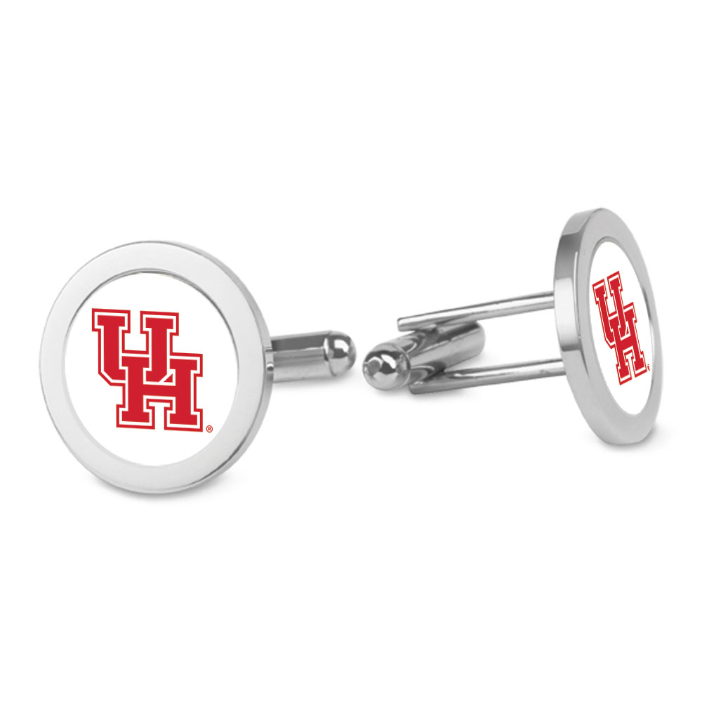 Silver Houston Cougars Logo Cufflinks