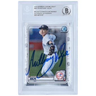 Anthony Volpe New York Yankees Autographed 2020 Bowman Draft Chrome #BD-178 Beckett Fanatics Witnessed Authenticated Card