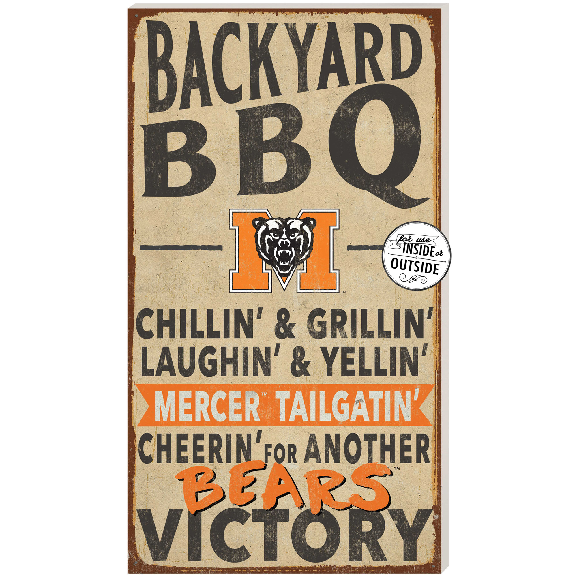 Mercer Bears 11" x 20" Indoor/Outdoor BBQ Sign