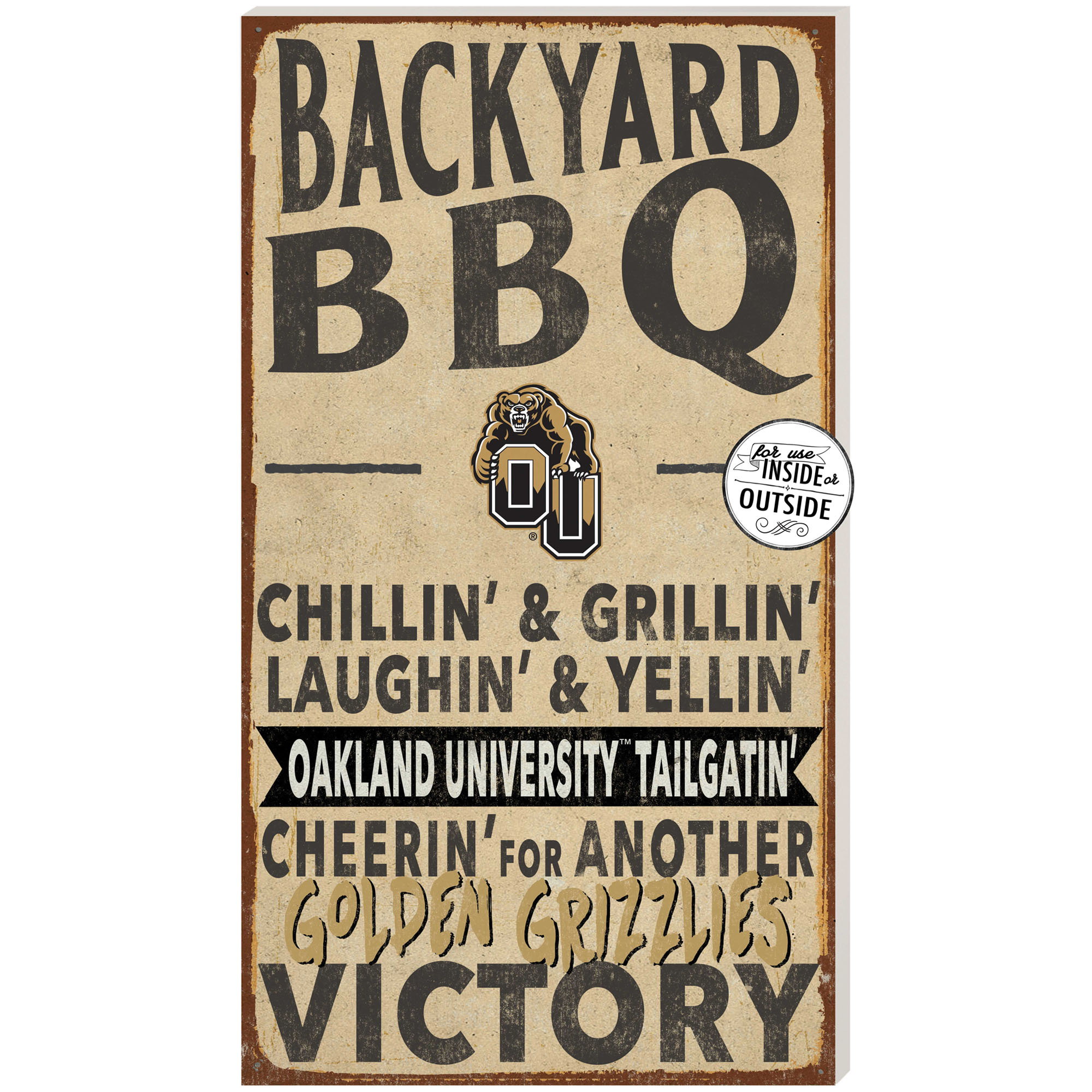 Oakland Golden Grizzlies 11" x 20" Indoor/Outdoor BBQ Sign