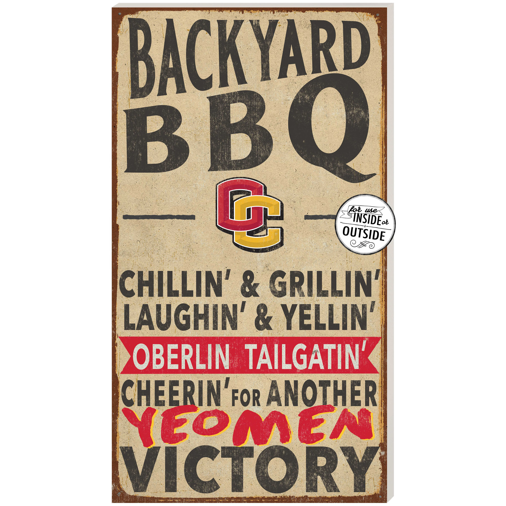 Oberlin Yeomen 11" x 20" Indoor/Outdoor BBQ Sign