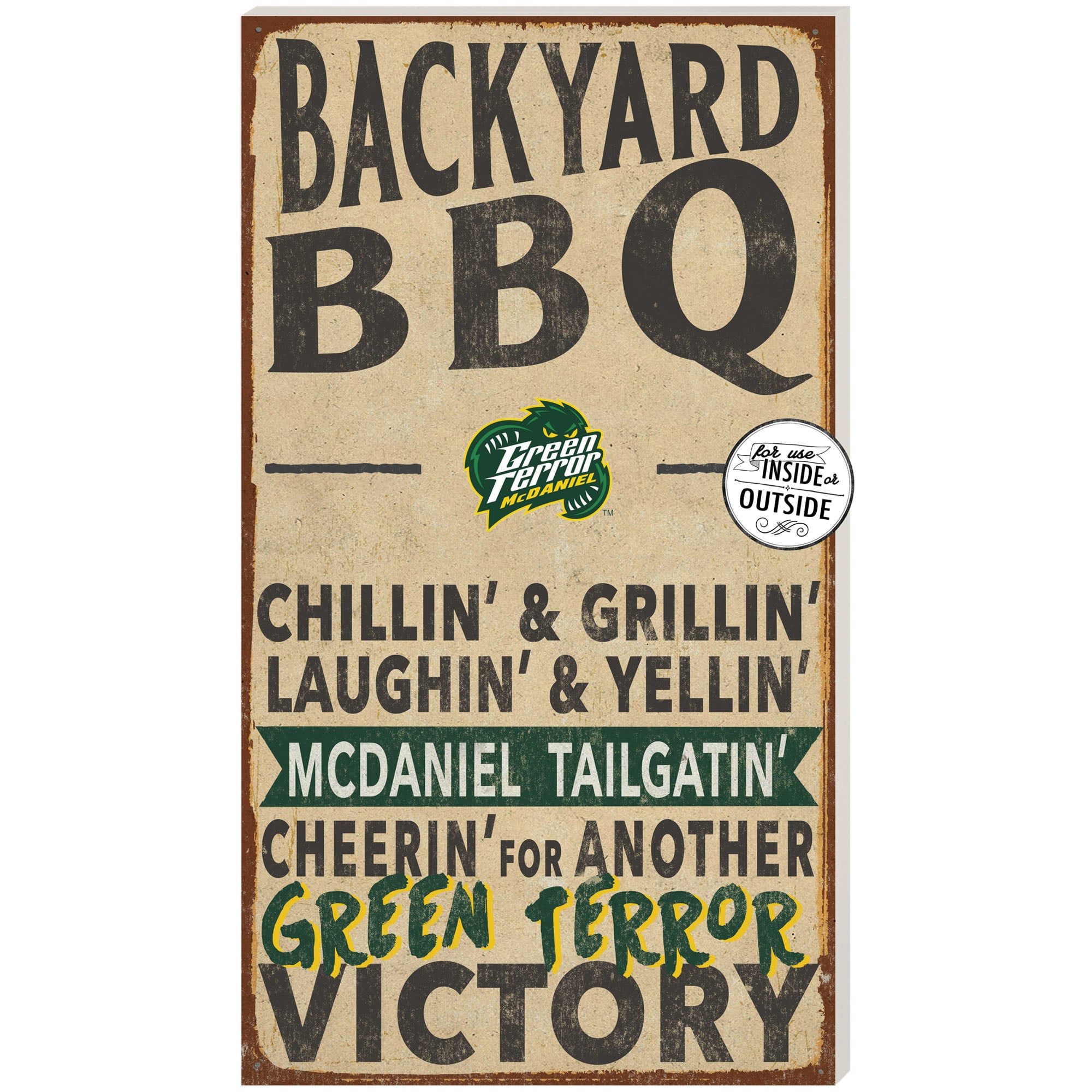 McDaniel Green Terror 11" x 20" Indoor/Outdoor BBQ Sign