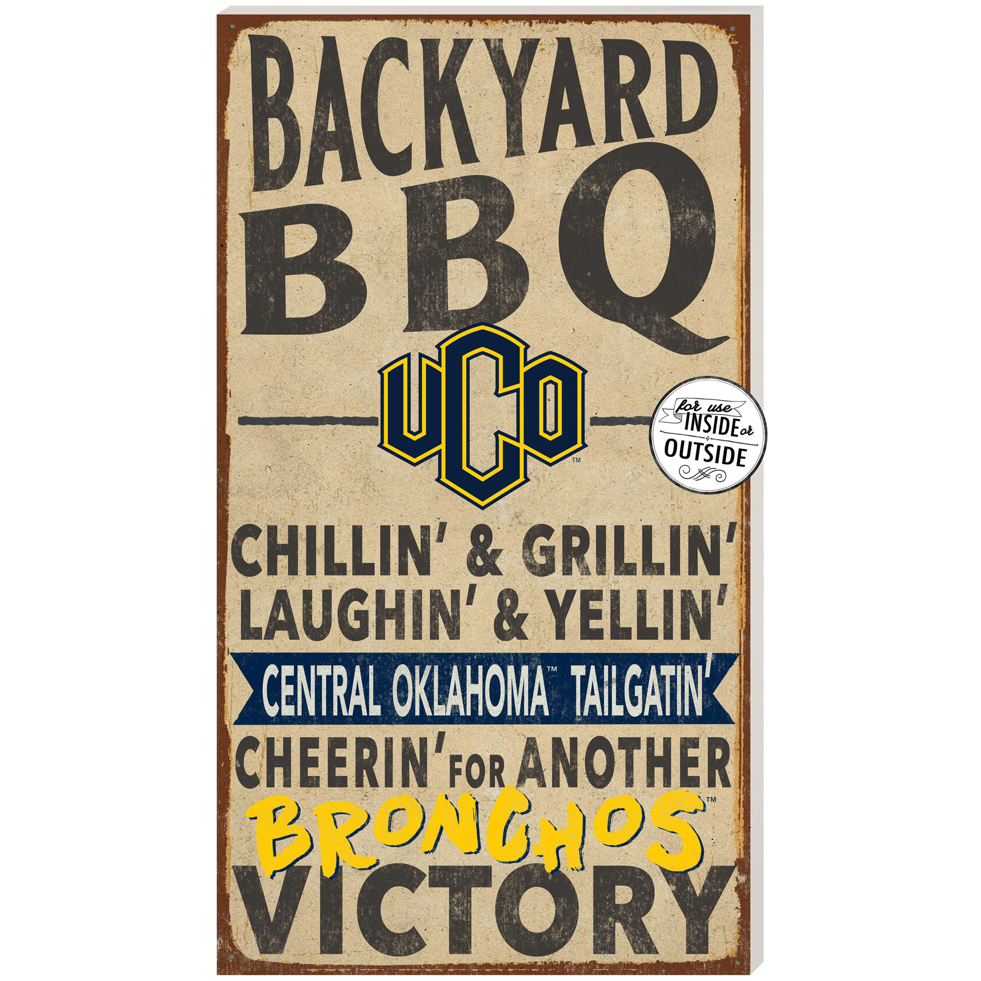 Central Oklahoma Bronchos 11" x 20" Indoor/Outdoor BBQ Sign