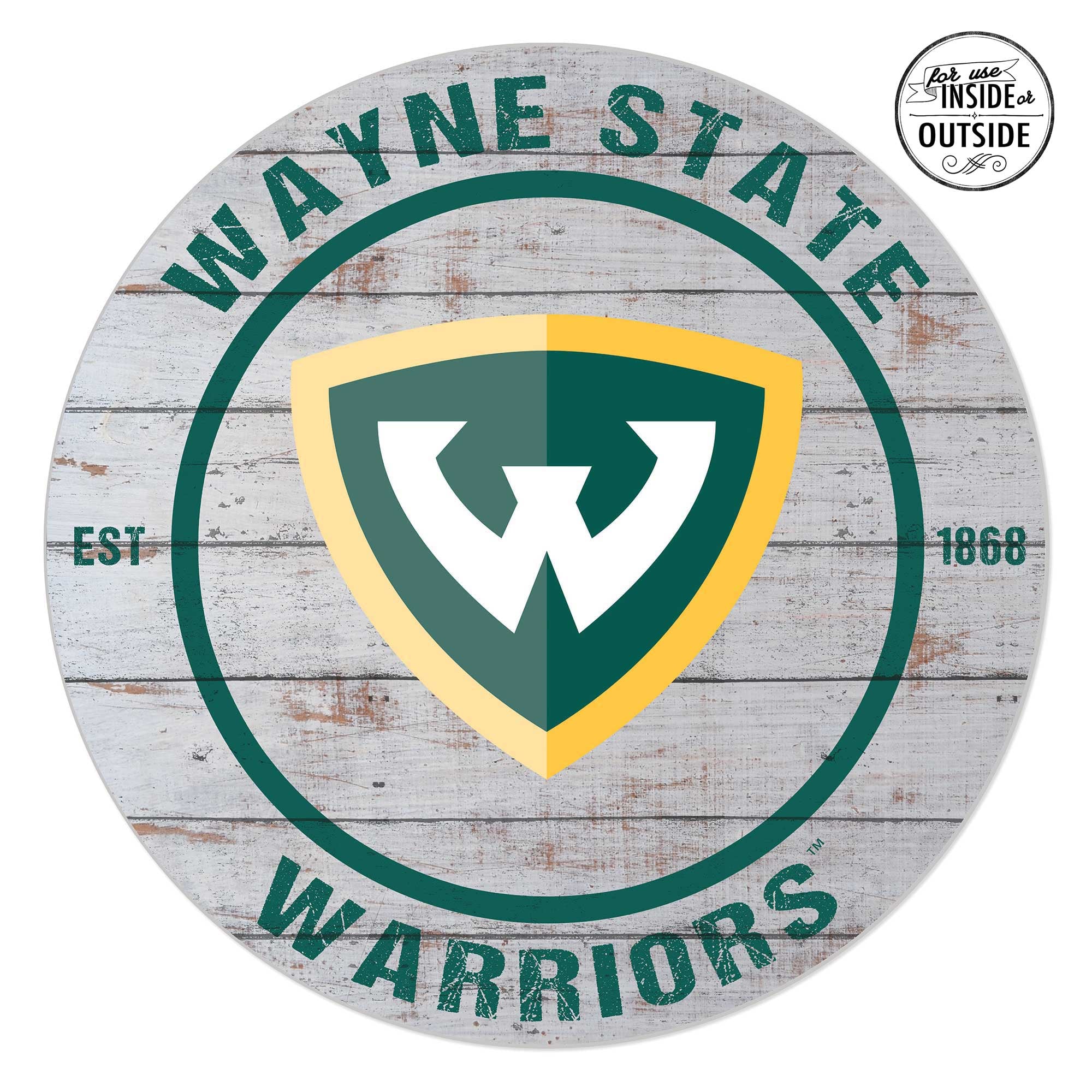 Wayne State Warriors 20'' x 20'' Indoor/Outdoor Weathered Circle Sign