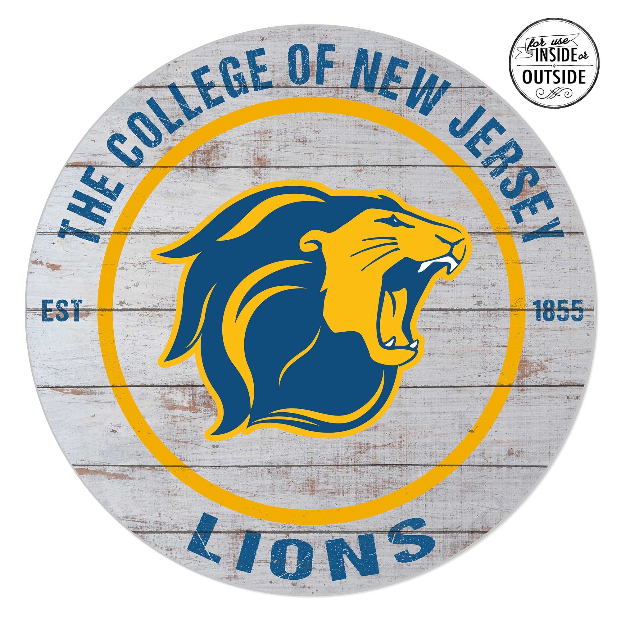 College of New Jersey Lions 20'' x 20'' Indoor/Outdoor Weathered Circle Sign