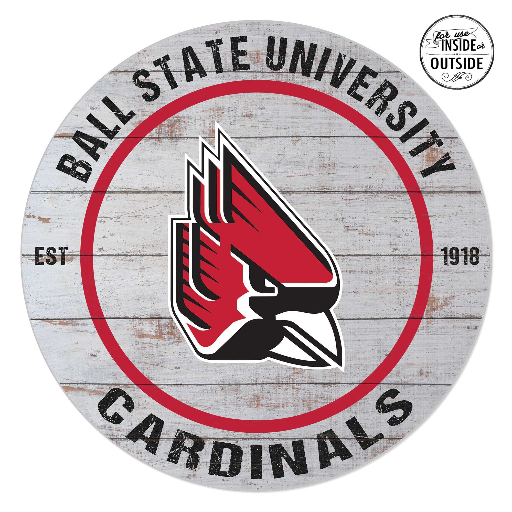 Ball State Cardinals 20'' x 20'' Indoor/Outdoor Weathered Circle Sign
