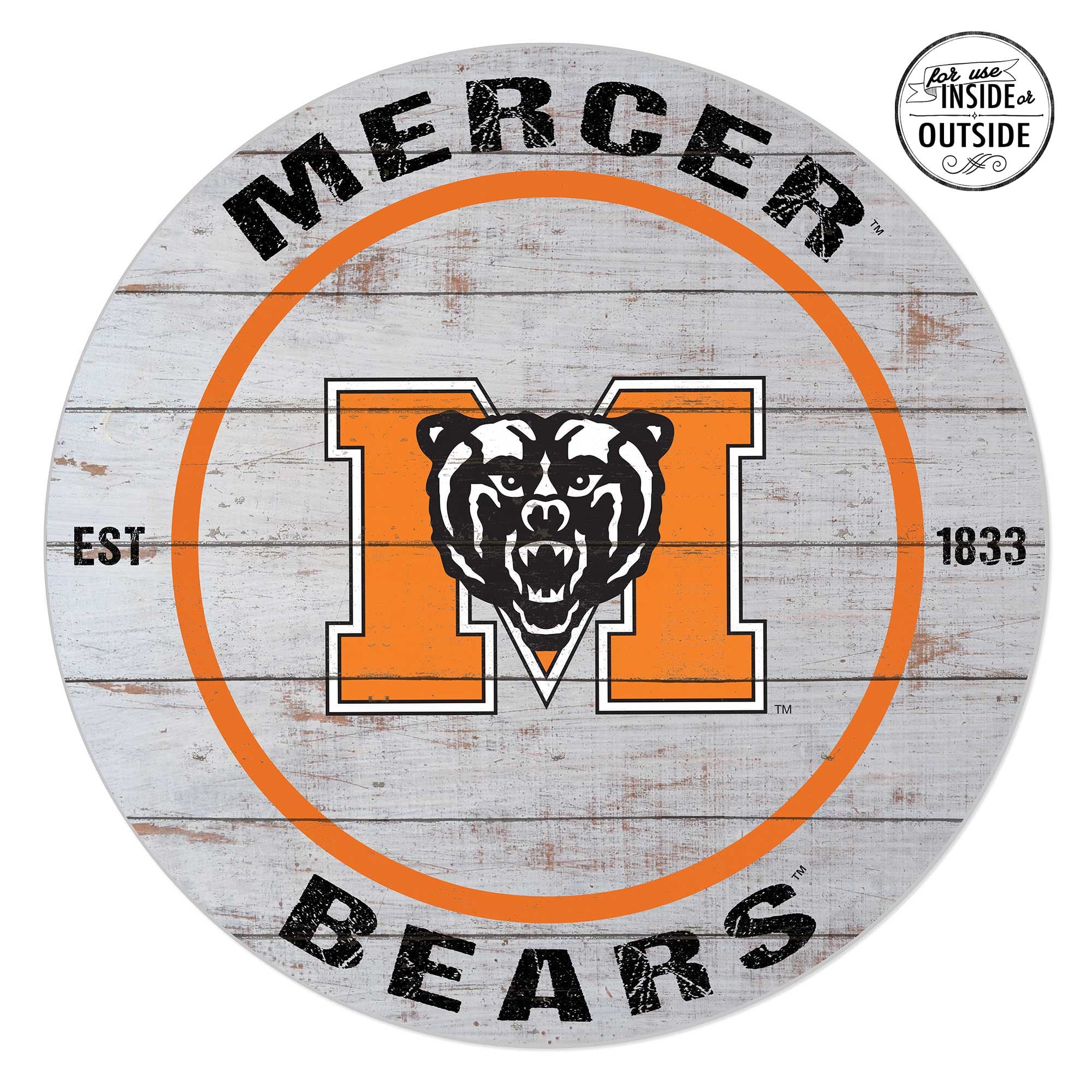Mercer Bears 20'' x 20'' Indoor/Outdoor Weathered Circle Sign