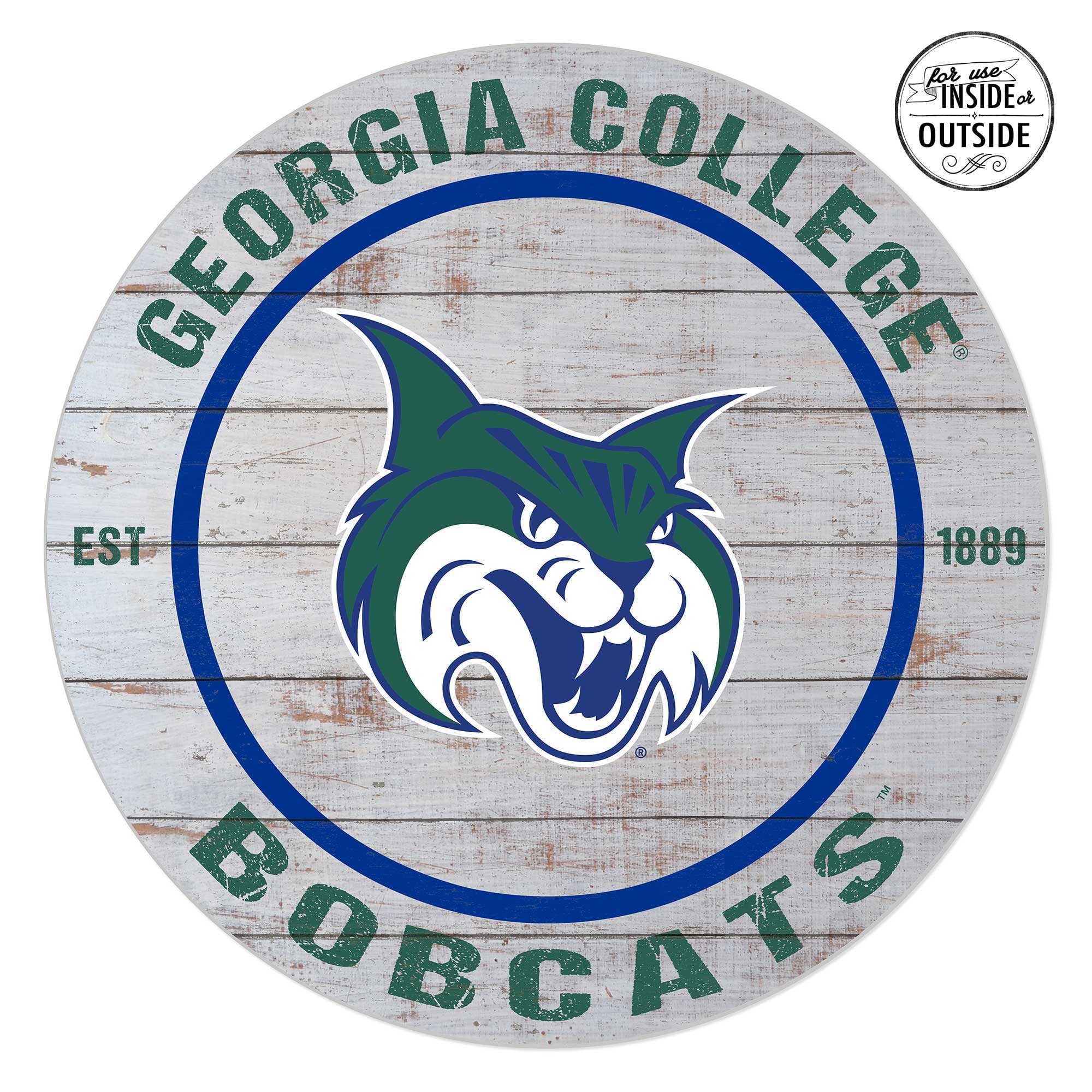 Georgia College Bobcats 20'' x 20'' Indoor/Outdoor Weathered Circle Sign