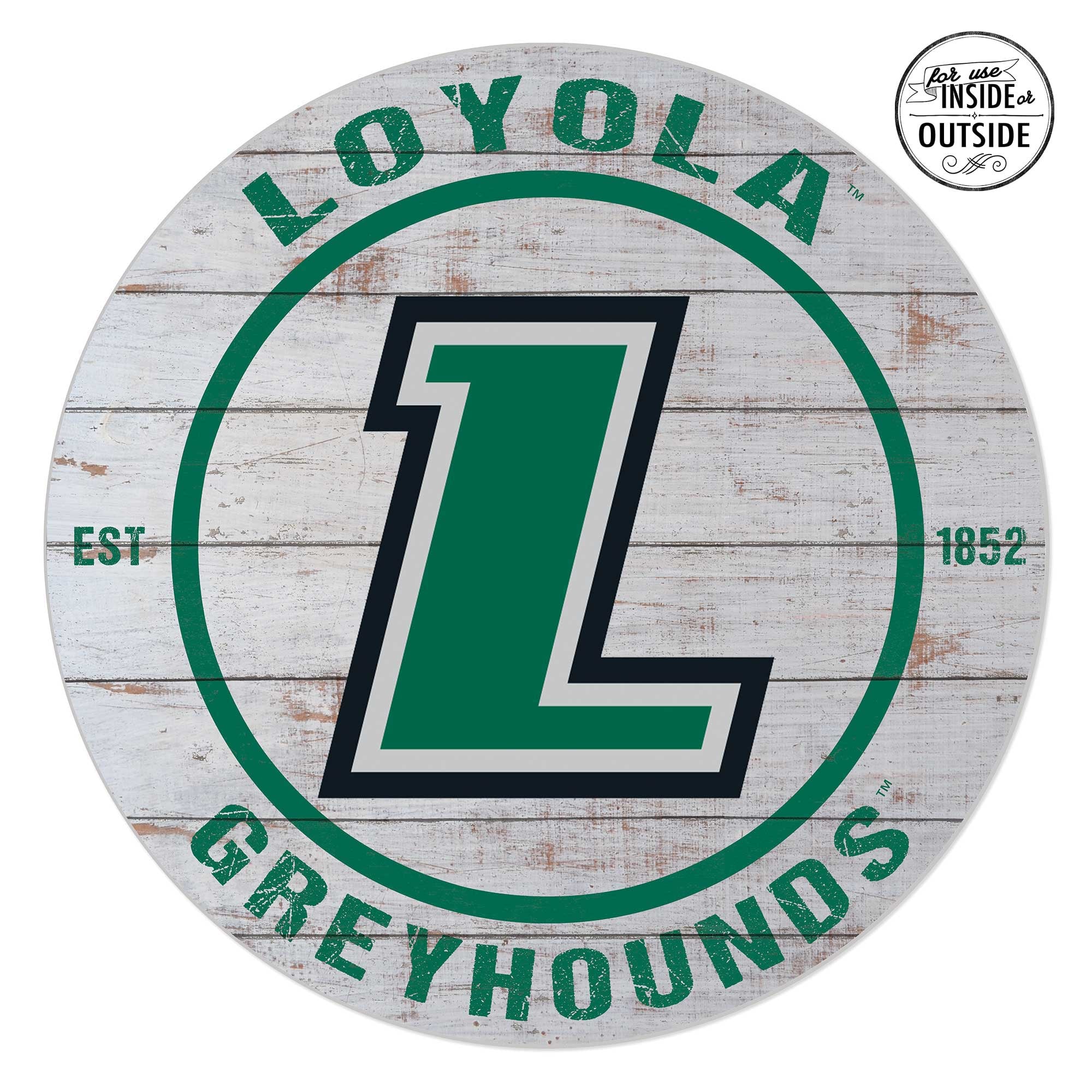Loyola Greyhounds 20'' x 20'' Indoor/Outdoor Weathered Circle Sign