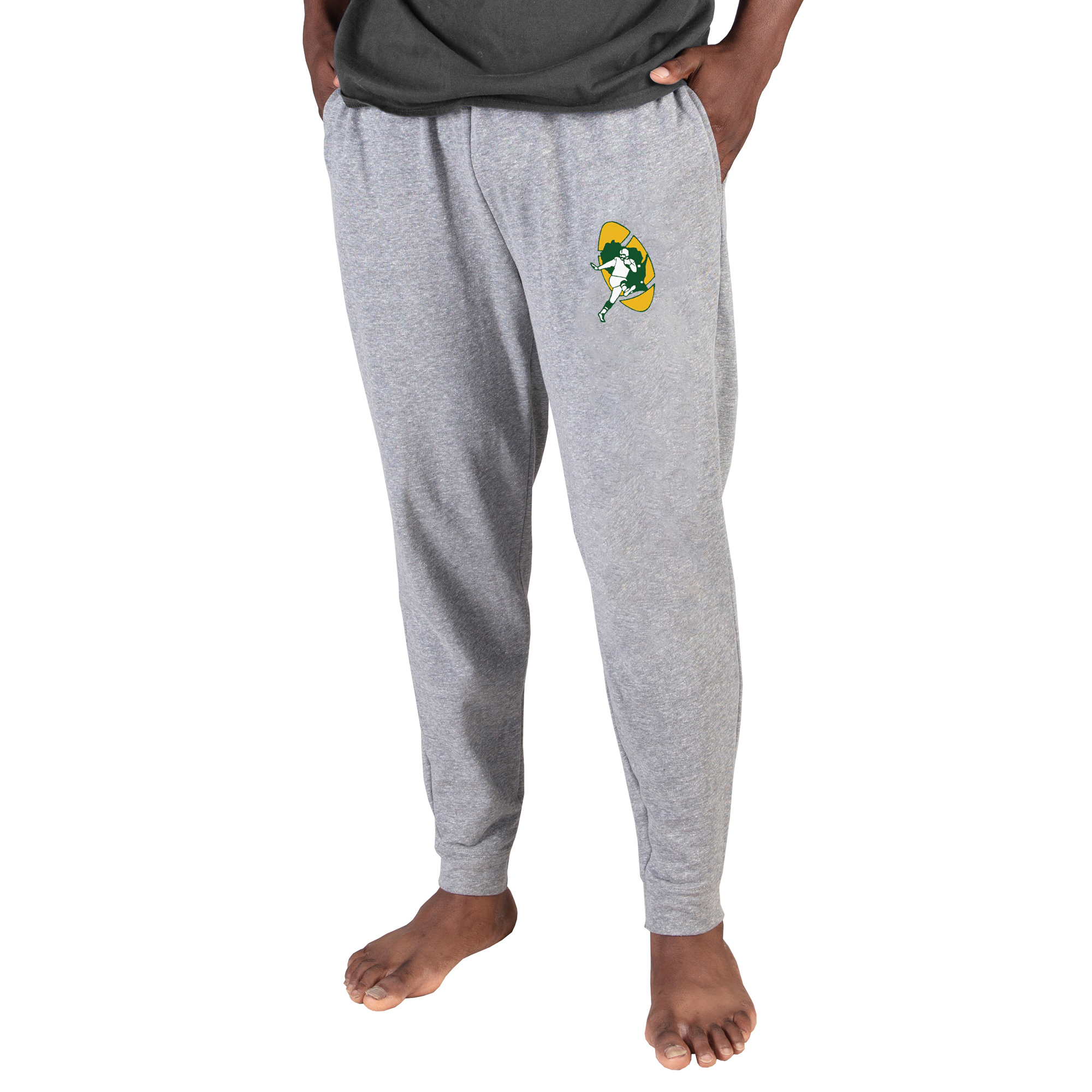 Men's Concepts Sport Gray Green Bay Packers Throwback Logo Mainstream Cuffed Terry Pants