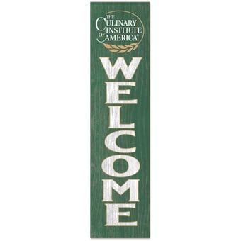 Culinary Institute of America Steels 12'' x 48'' Outdoor Leaner Welcome Sign