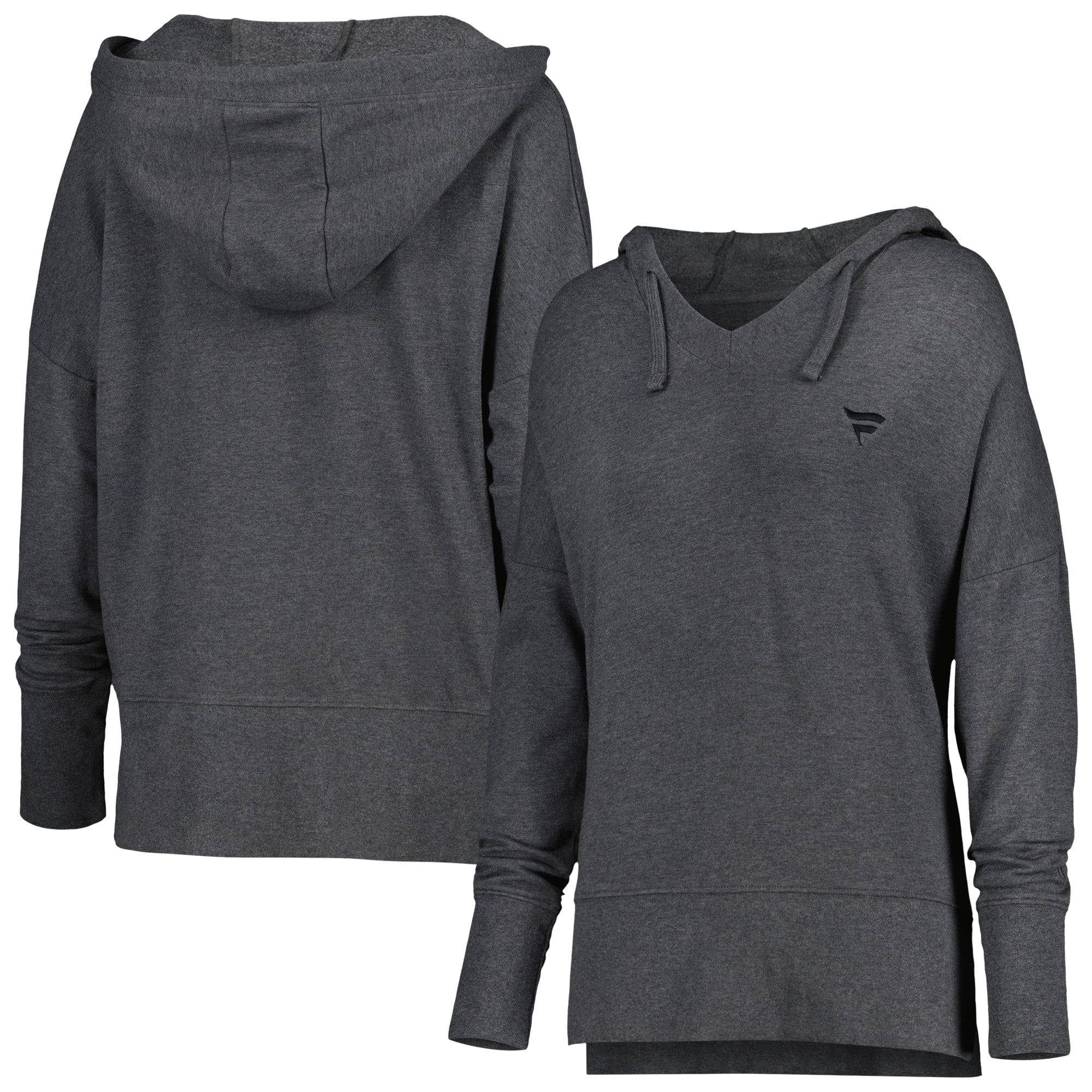 Felpa con cappuccio tri-blend con scollo a V e scollo a V Charcoal Fanatics Corporate Carrie da donna