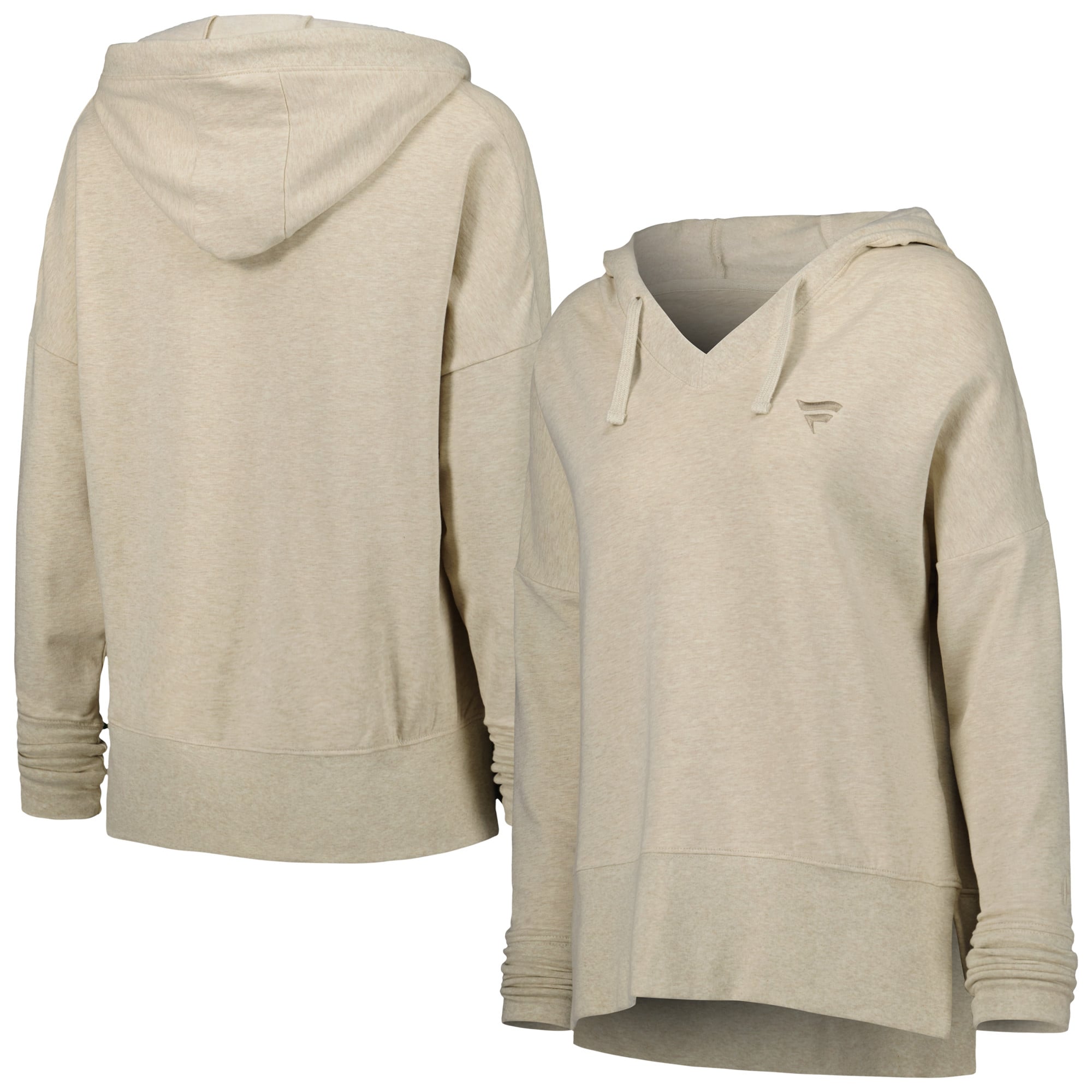 Felpa con cappuccio tri-blend con scollo a V e collo a V Johnnie-O Oatmeal Fanatics Corporate Carrie da donna