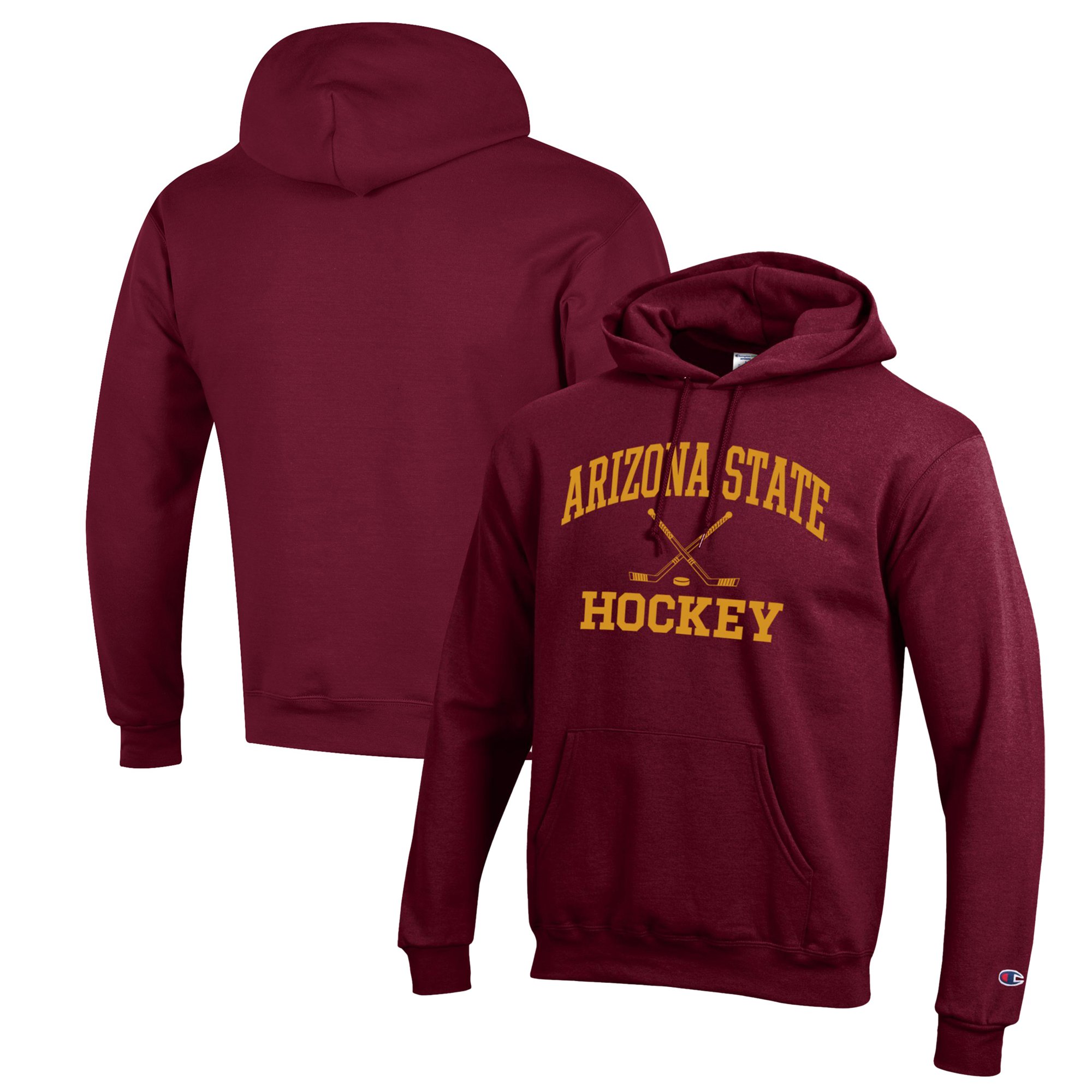 Men's Champion Maroon Arizona State Sun Devils Hockey Icon Powerblend Pullover Hoodie