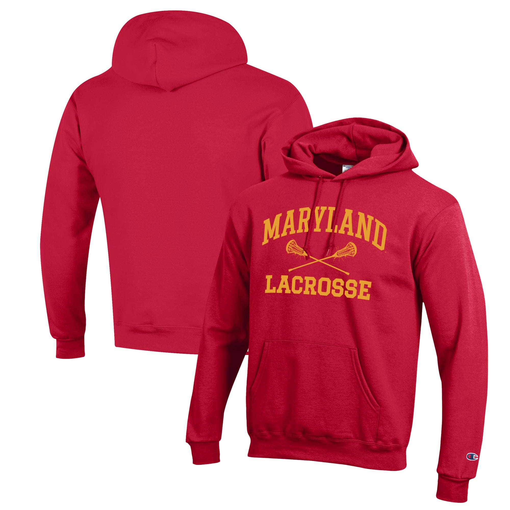 Men's Champion Red Maryland Terrapins Lacrosse Icon Powerblend Pullover Hoodie