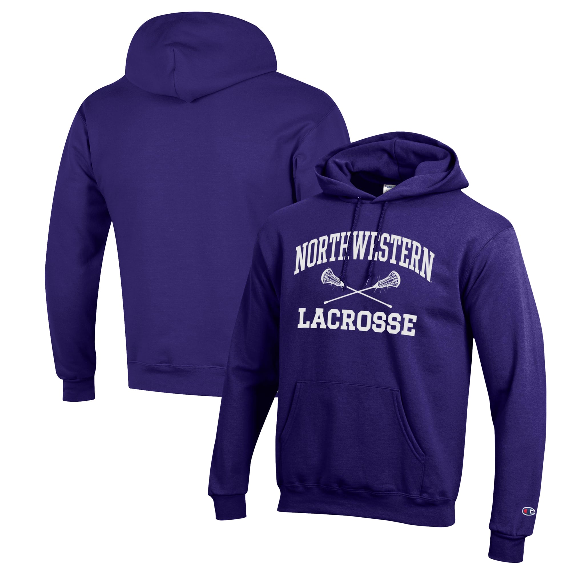 Men's Champion Purple Northwestern Wildcats Lacrosse Icon Powerblend Pullover Hoodie