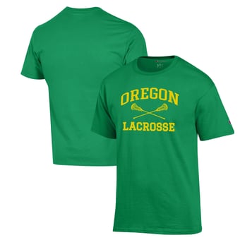 Men's Champion Green Oregon Ducks Lacrosse Icon Powerblend T-Shirt