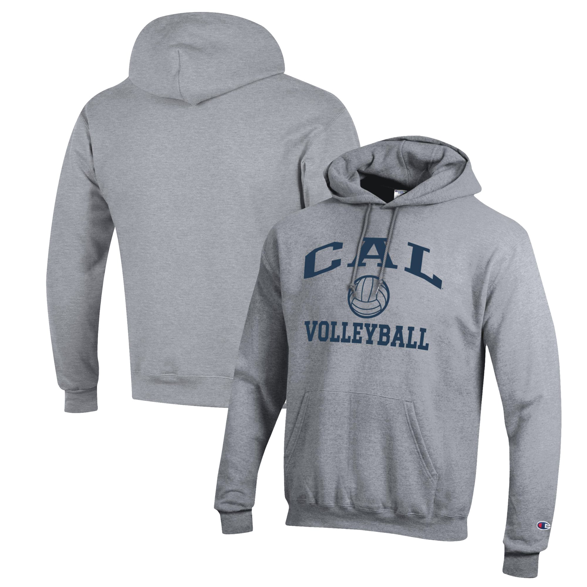 Men's Champion Heather Gray Cal Bears Volleyball Icon Powerblend Pullover Hoodie