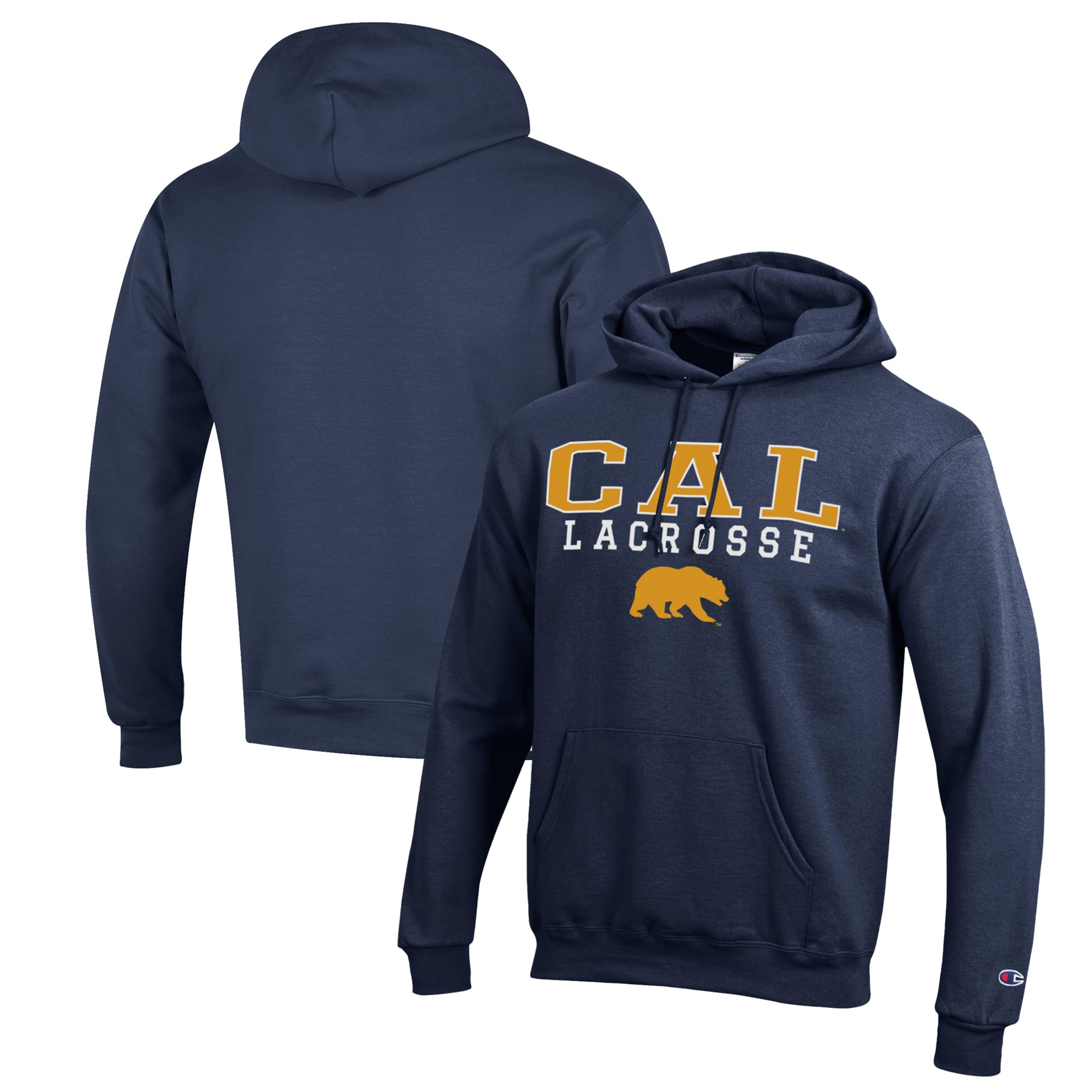 Men's Champion Navy Cal Bears Stack Logo Lacrosse Powerblend Pullover Hoodie