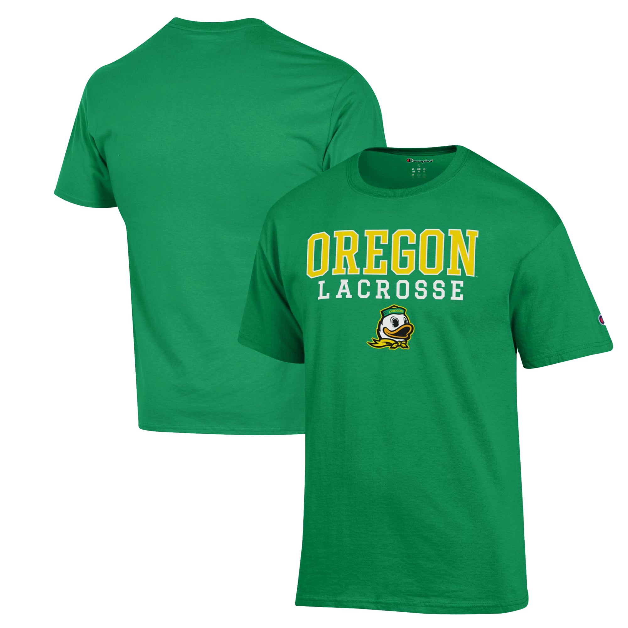 Men's Champion Green Oregon Ducks Stack Logo Lacrosse Powerblend T-Shirt