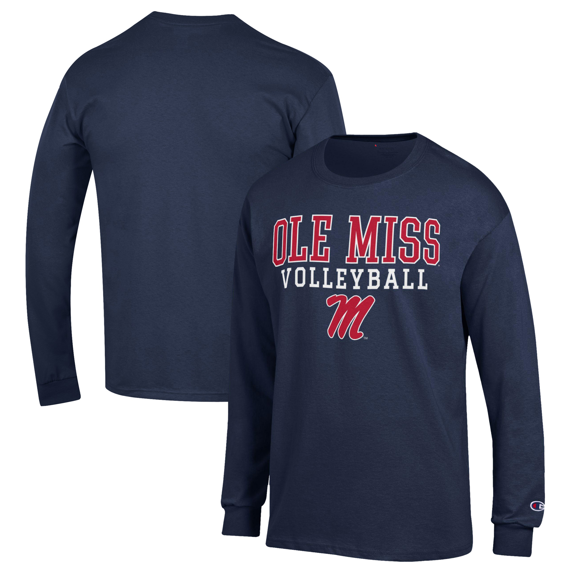 Men’s Champion Navy Ole Miss Rebels Stack Logo Volleyball Powerblend Long Sleeve T-Shirt Men’s Champion Navy Ole Miss Rebels Stack Logo Volleyball Powerblend Long Sleeve T-Shirt