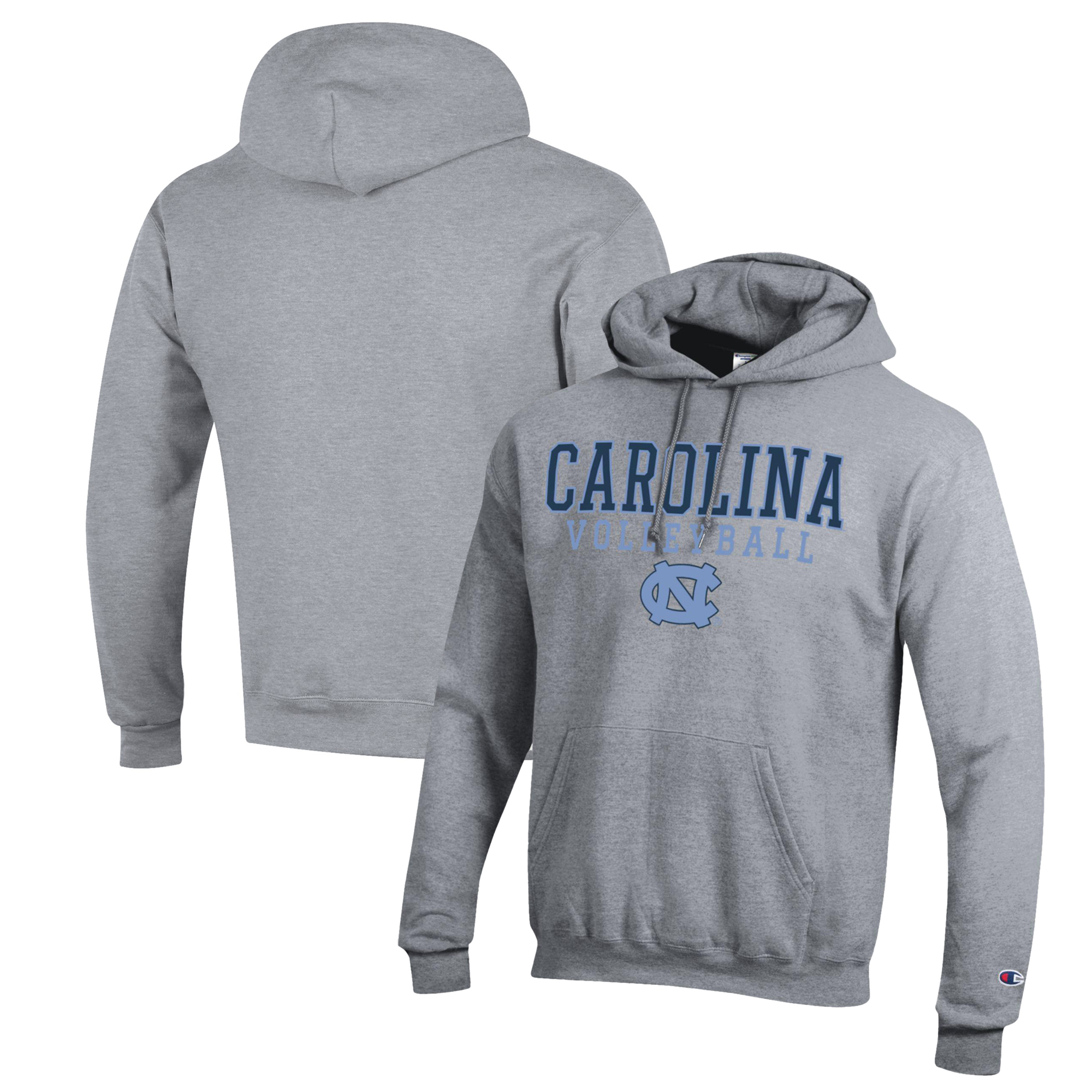 Men’s Champion Heather Gray North Carolina Tar Heels Stack Logo Volleyball Powerblend Pullover Hoodie Men’s Champion Heather Gray North Carolina Tar Heels Stack Logo Volleyball Powerblend Pullover Hoodie