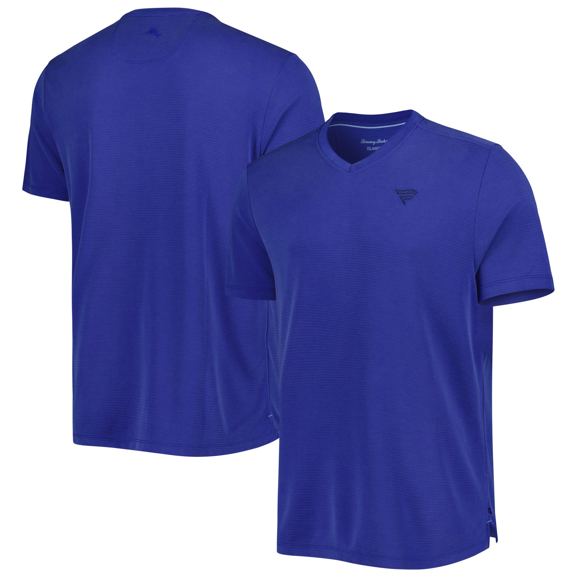 T-shirt con scollo a V Tommy Bahama Blue Fanatics Corporate Coastal Crest IslandZone da uomo