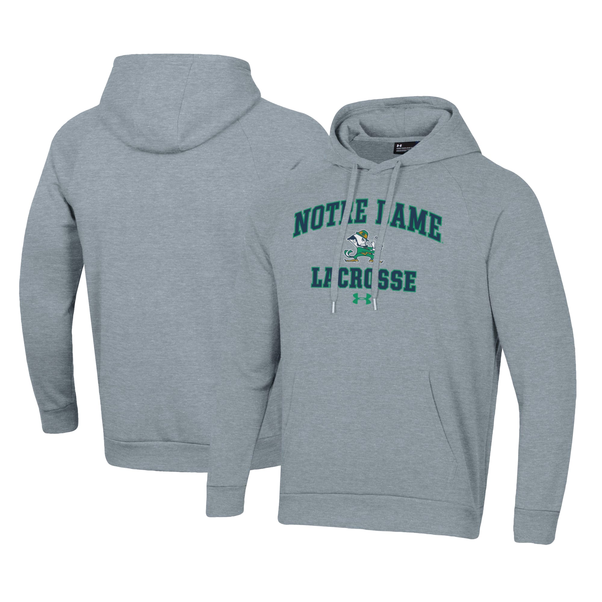 Men's Under Armour Gray Notre Dame Fighting Irish Lacrosse All Day Arch Fleece Pullover Hoodie