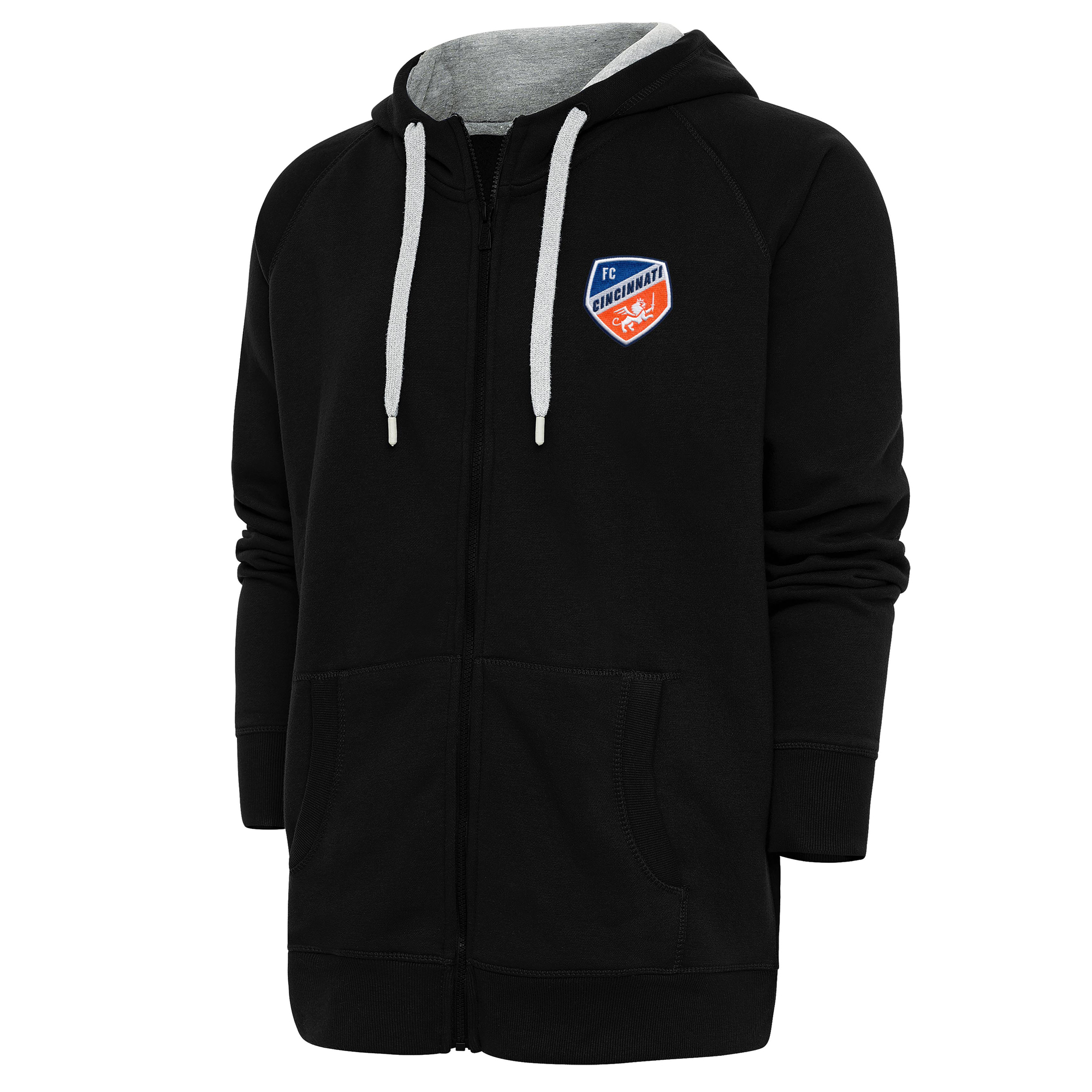 Men's Antigua Black FC Cincinnati Logo Victory Full-Zip Hoodie