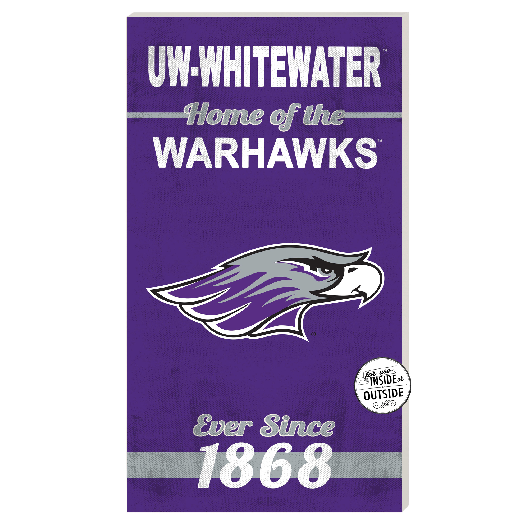 Wisconsin-Whitewater Warhawks 11'' x 20'' Indoor/Outdoor Home Of The Sign