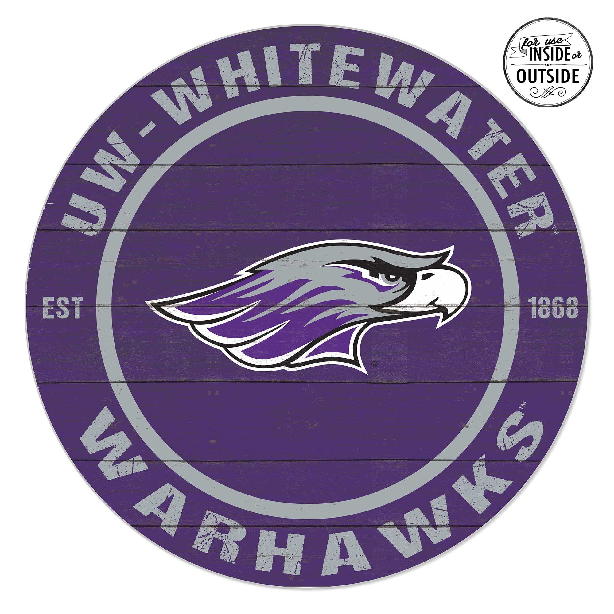 Wisconsin-Whitewater Warhawks 20'' x 20'' Indoor/Outdoor Team Color Circle Sign