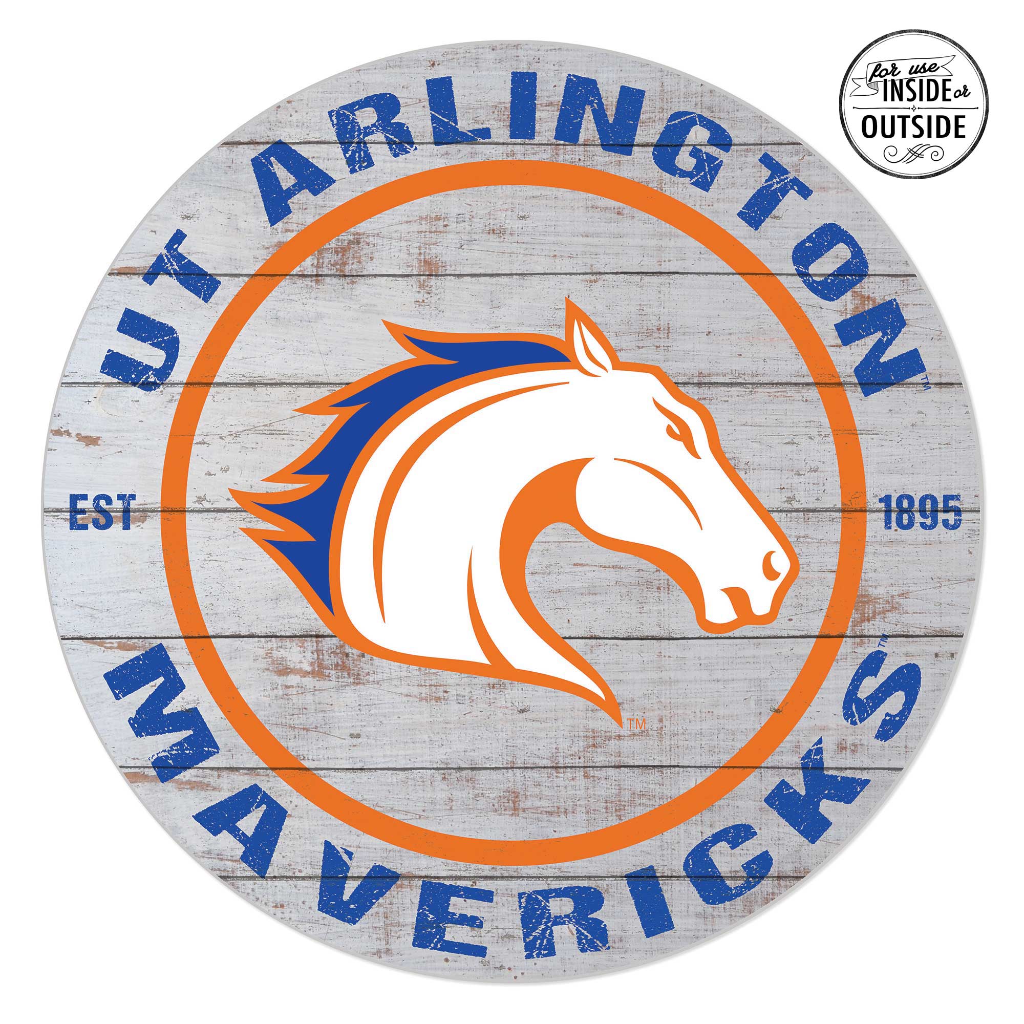 UT Arlington Mavericks 20'' x 20'' Indoor/Outdoor Weathered Circle Sign