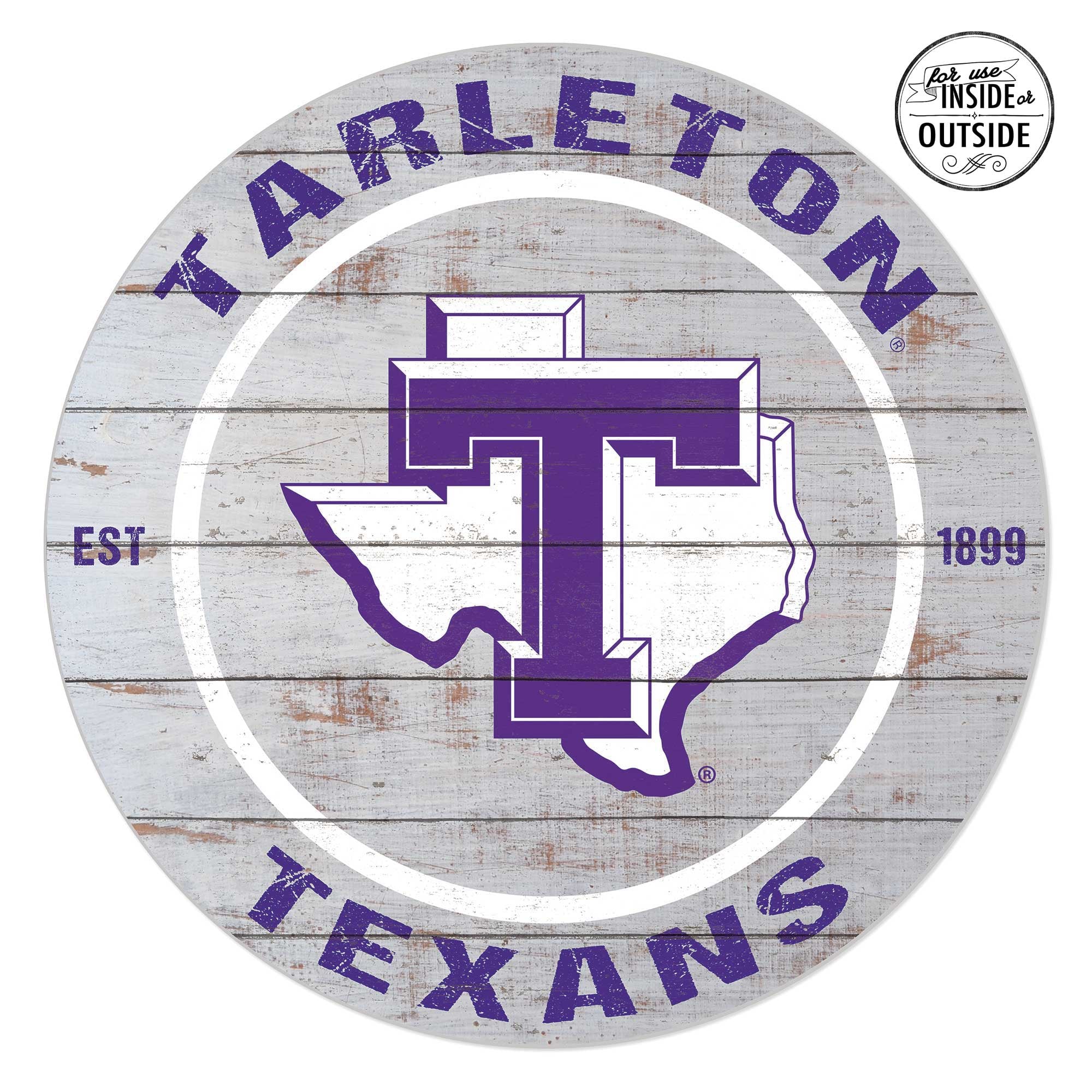 Tarleton State Texans 20'' x 20'' Indoor/Outdoor Weathered Circle Sign