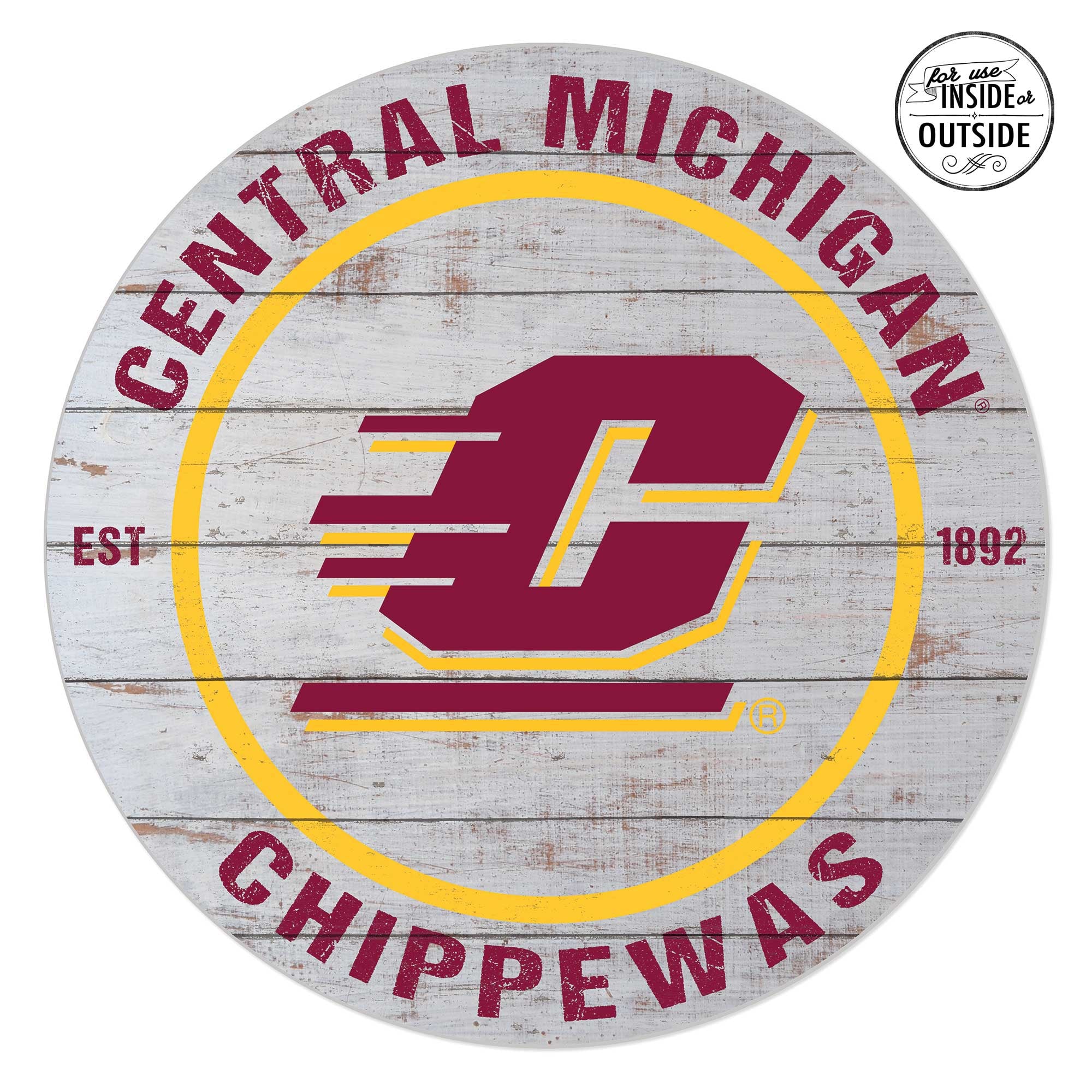 Central Michigan Chippewas 20'' x 20'' Indoor/Outdoor Weathered Circle Sign