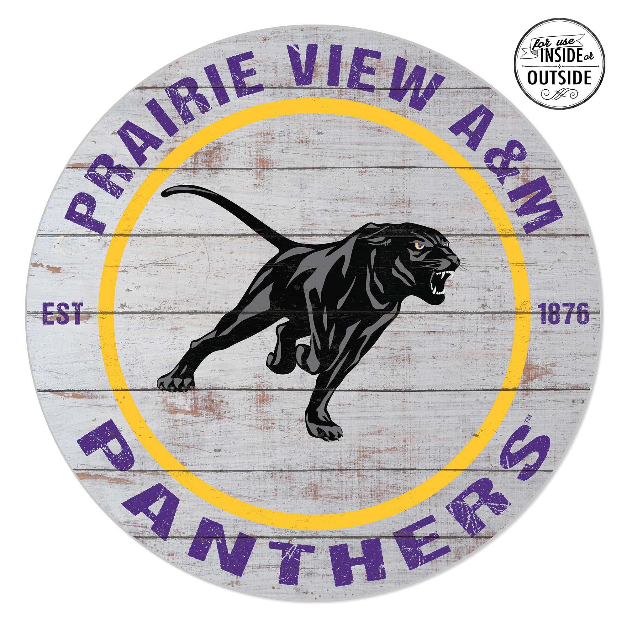 Prairie View A&M Panthers 20'' x 20'' Indoor/Outdoor Weathered Circle Sign