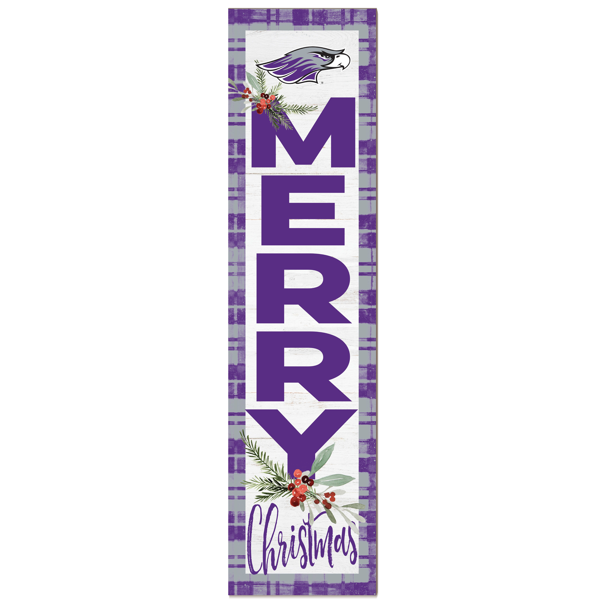 Wisconsin-Whitewater Warhawks 12'' x 48'' Outdoor Merry Christmas Leaner