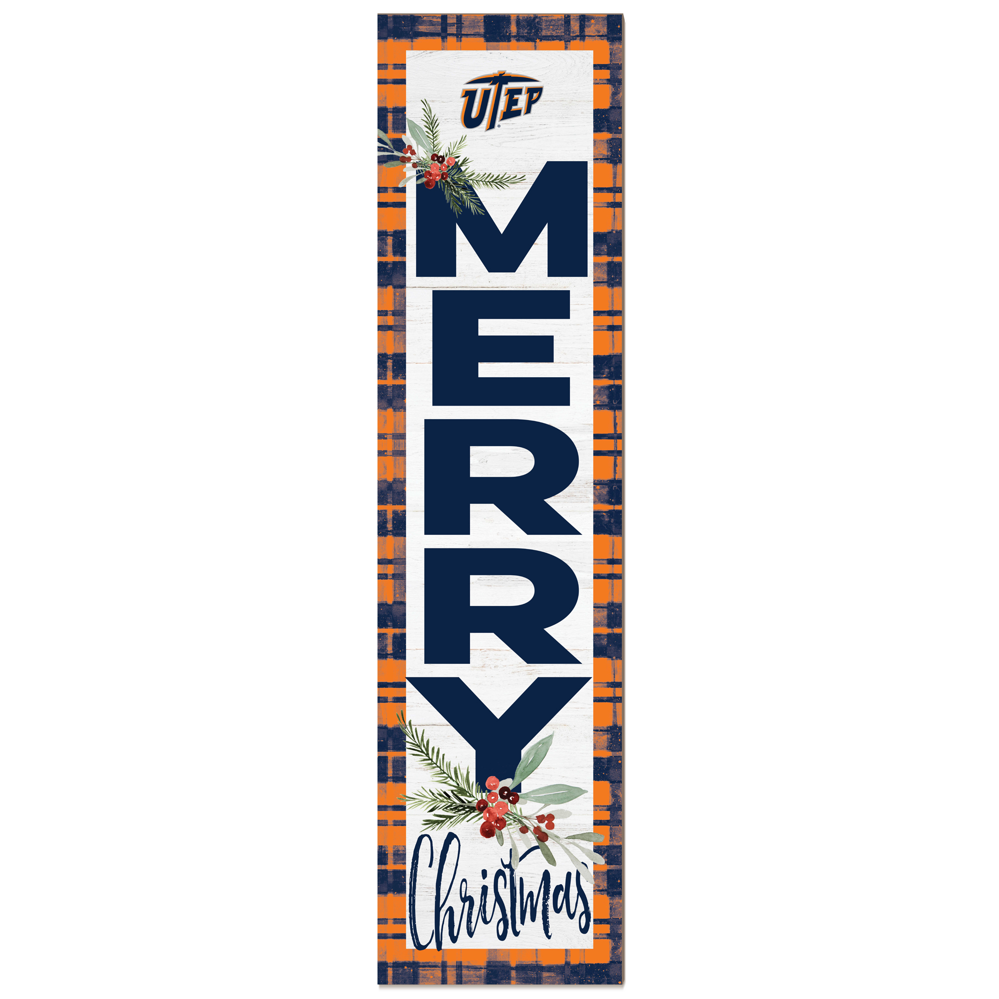 UTEP Miners 12'' x 48'' Outdoor Merry Christmas Leaner