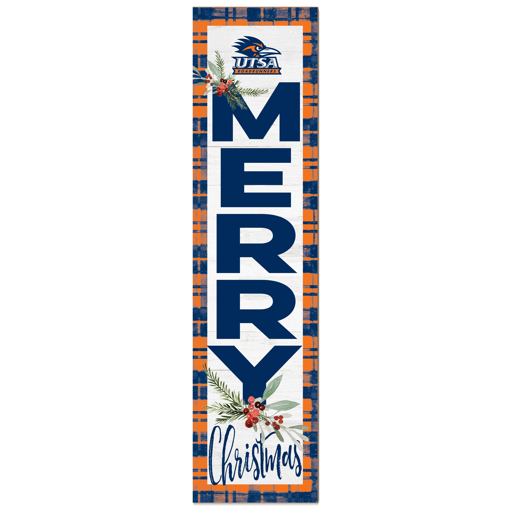 UTSA Roadrunners 12'' x 48'' Outdoor Merry Christmas Leaner