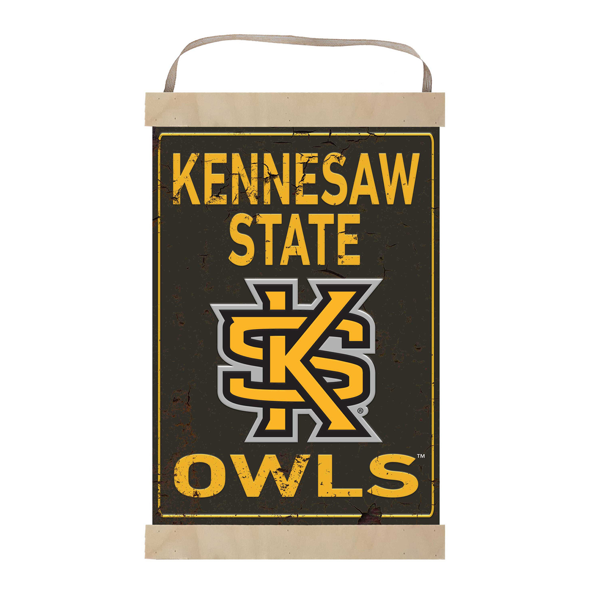 Kennesaw State Owls 12'' x 20'' Faux Rust Banner Sign