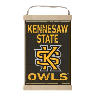 Kennesaw State Owls 12'' x 20'' Faux Rust Banner Sign