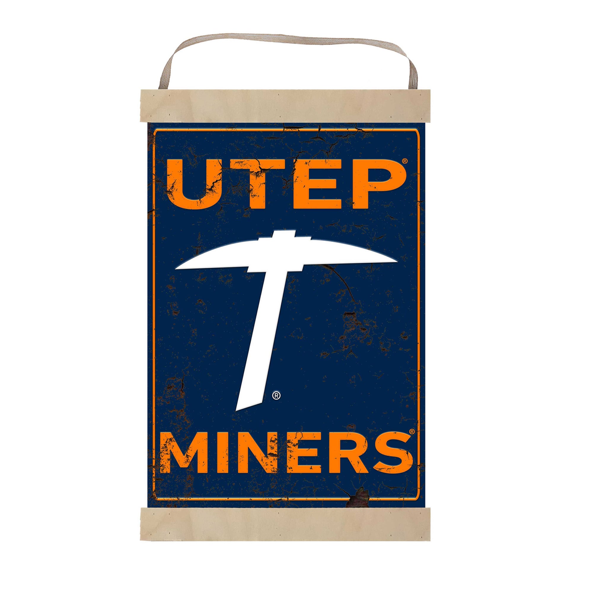 UTEP Miners 12'' x 20'' Faux Rust Banner Sign