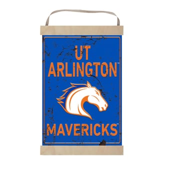 UT Arlington Mavericks 12'' x 20'' Faux Rust Banner Sign