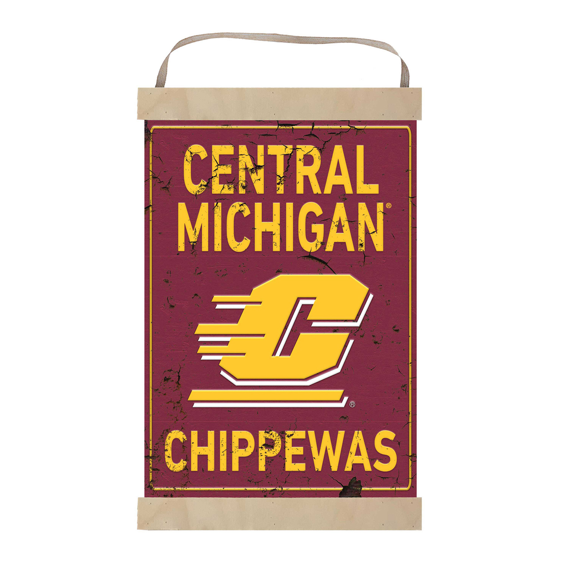 Cent. Michigan Chippewas 12'' x 20'' Faux Rust Banner Sign
