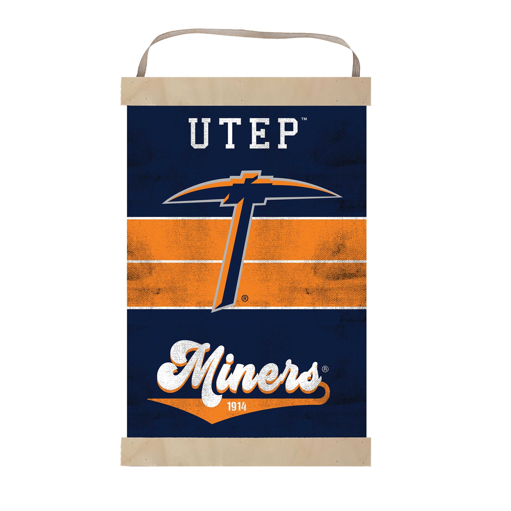UTEP Miners 12'' x 20'' Retro Logo Banner Sign