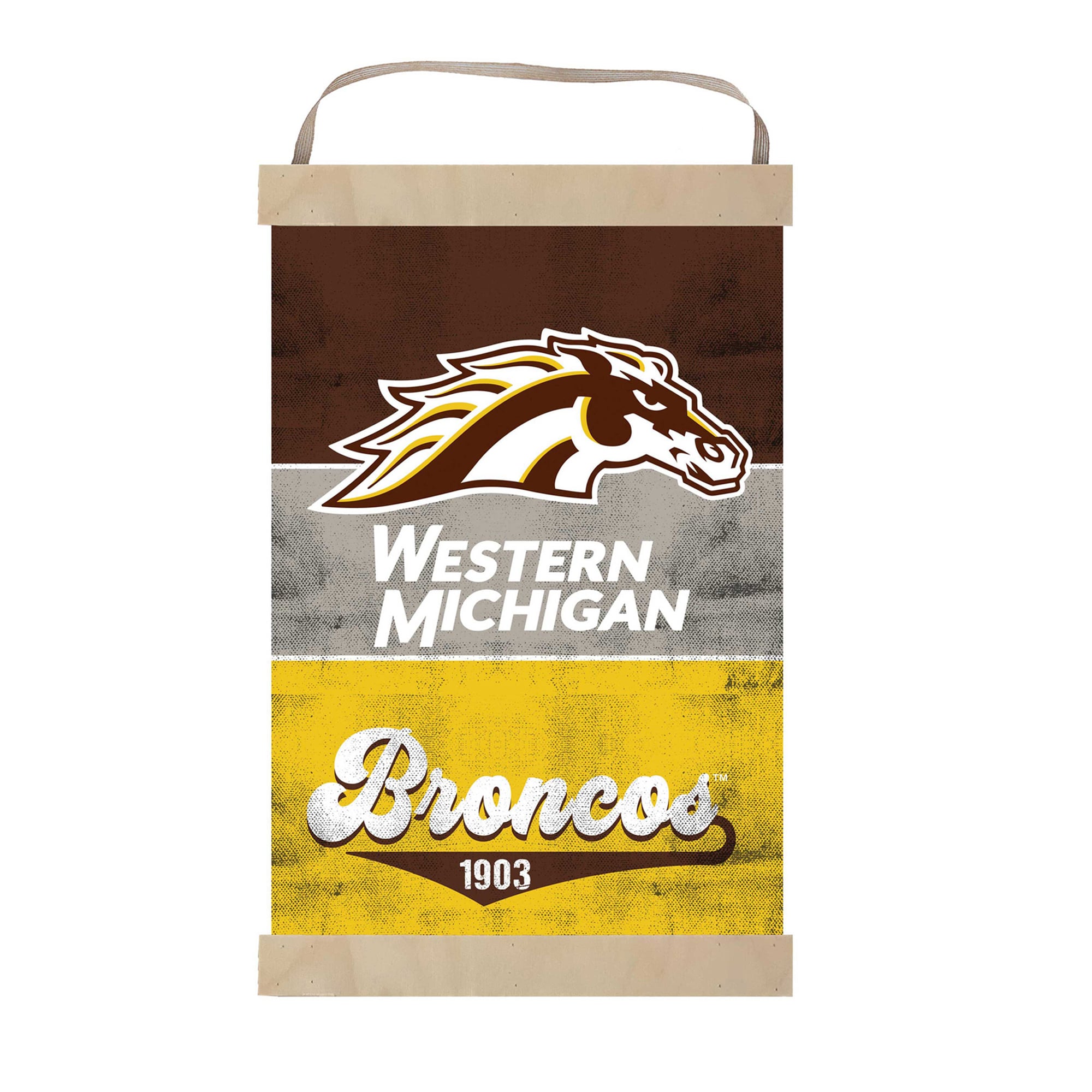 Western Michigan Broncos 12'' x 20'' Retro Logo Banner Sign