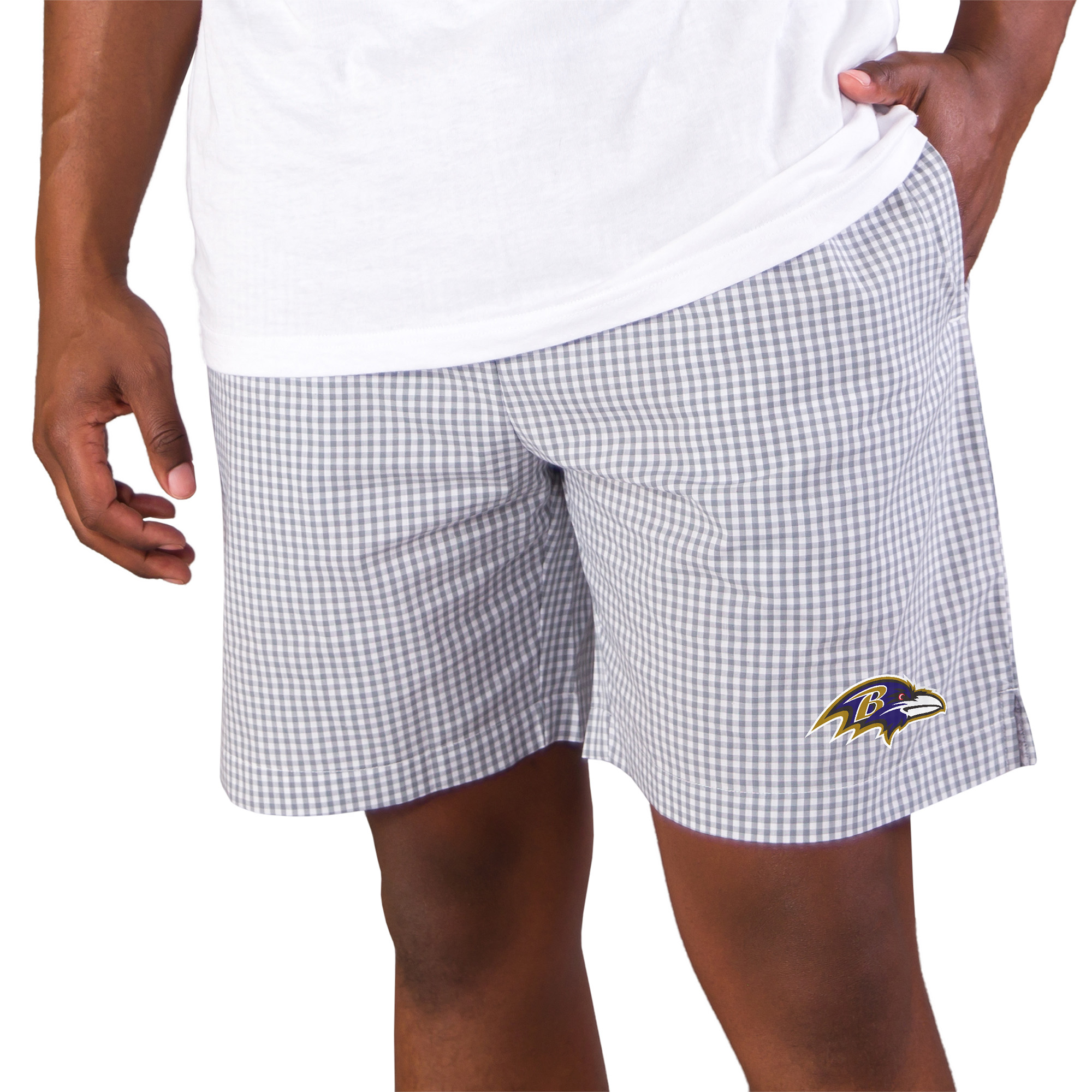 Concepts Sport Men's Gray/White Baltimore Ravens Tradition Woven Jam Shorts - Gray, White