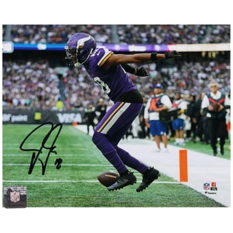 Justin Jefferson Minnesota Vikings Autographed 8"x 10" Purple Griddy Photograph