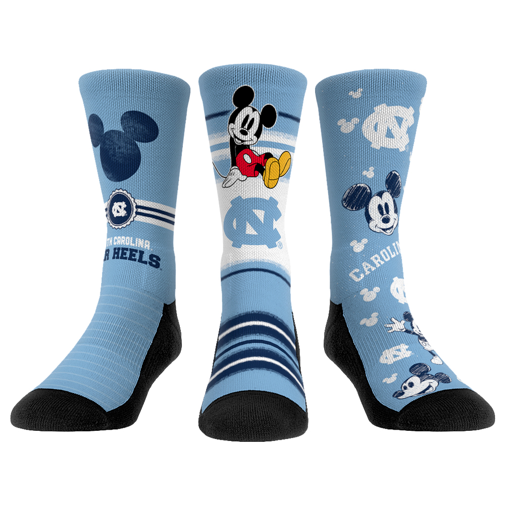 Unisex Rock Em North Carolina Tar Heels Disney Three-Pack Crew Socks Unisex Rock Em North Carolina Tar Heels Disney Three-Pack Crew Socks