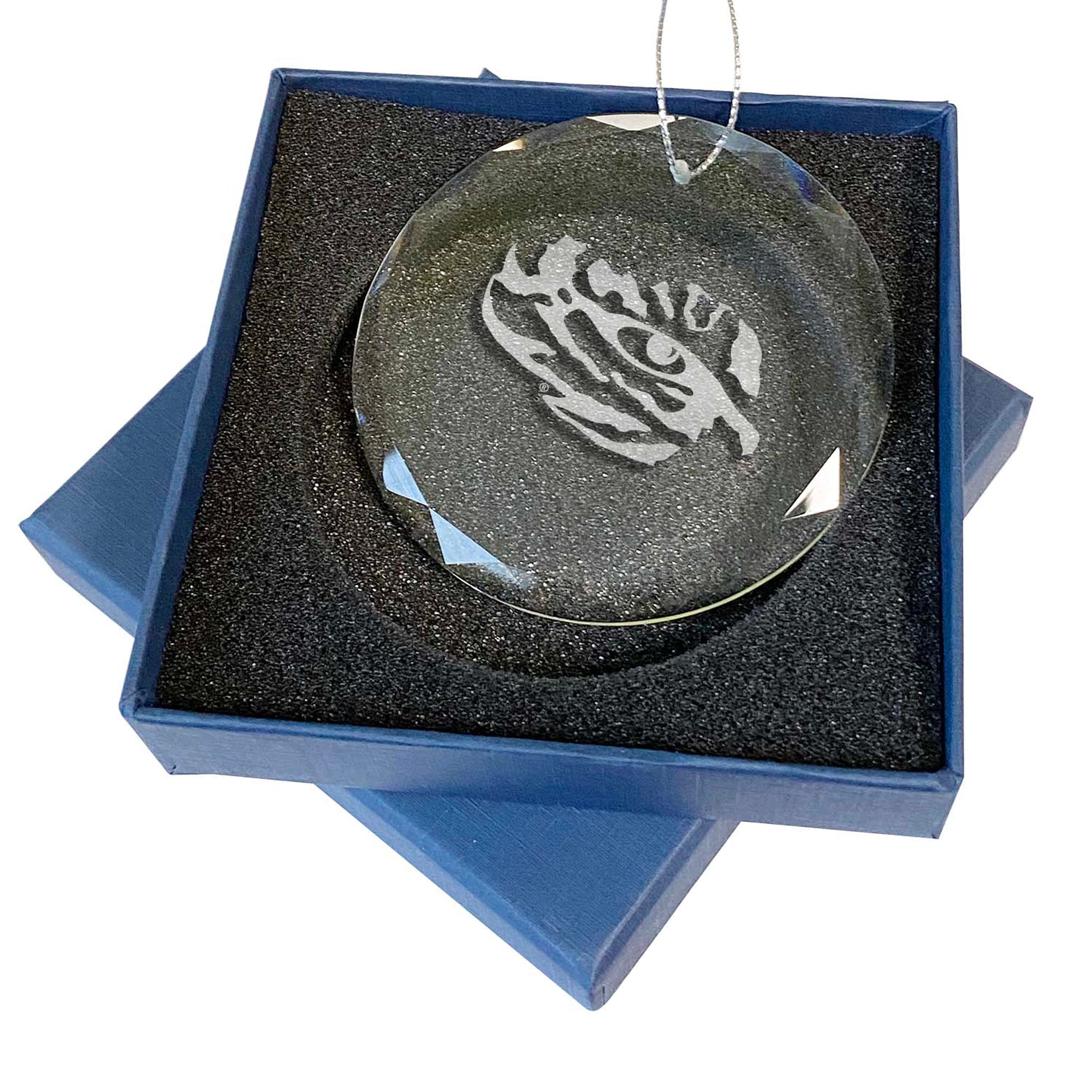 LSU Tigers 3.25'' Laser Engraved Glass Ornament