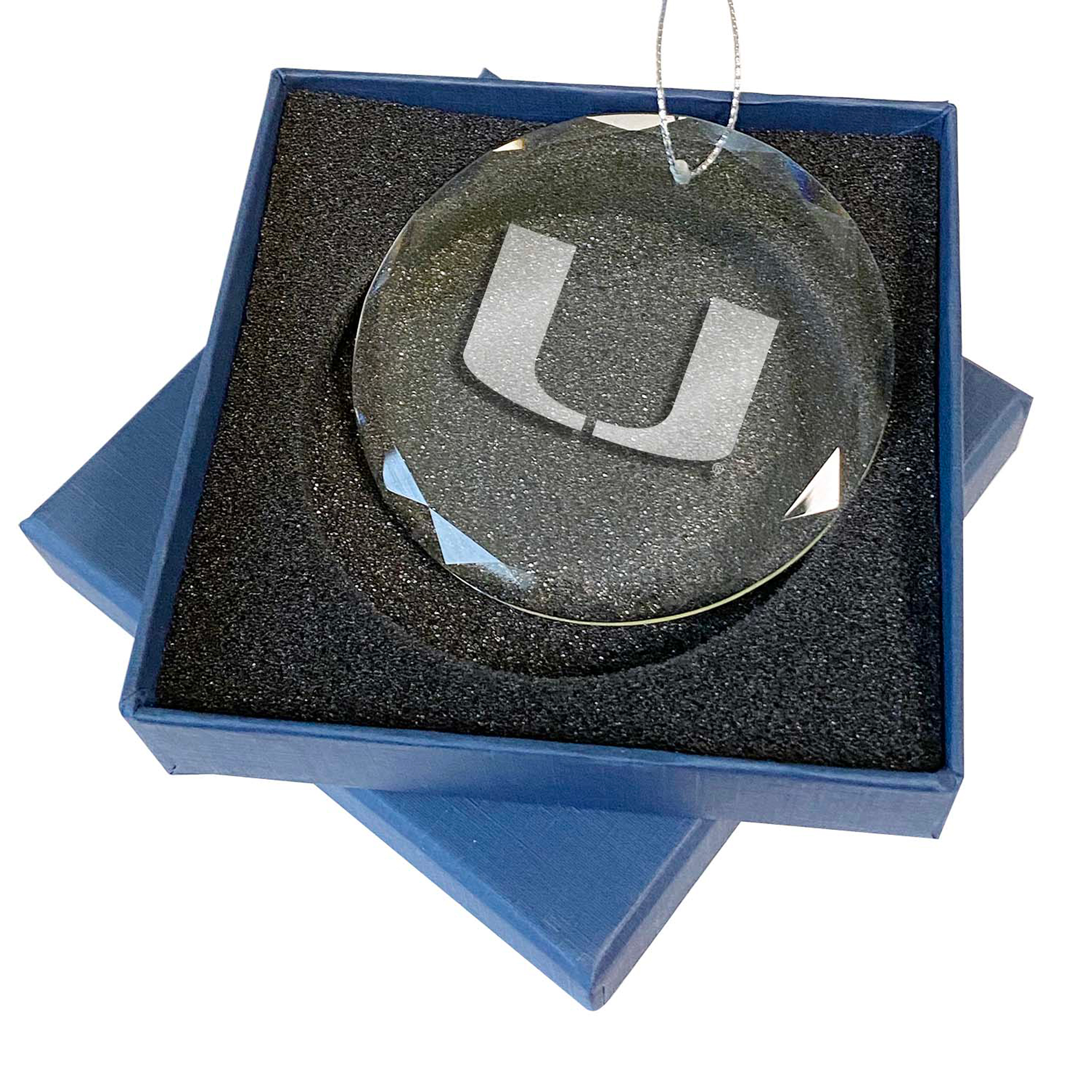 Miami Hurricanes 3.25'' Laser Engraved Glass Ornament